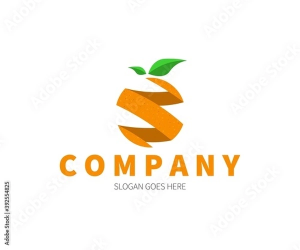 Fototapeta Orange Slice Logo Concept. Vector Design Illustration. Symbol and Icon Vector Template.