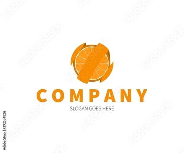 Fototapeta Orange Peel Logo Concept. Vector Design Illustration. Symbol and Icon Vector Template.