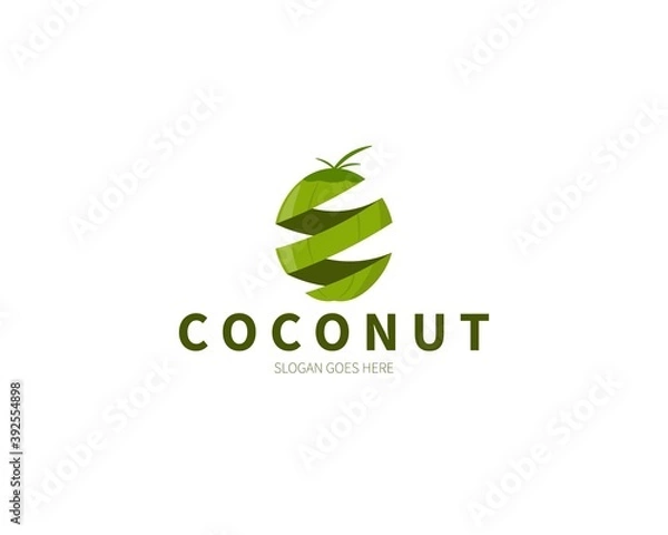 Obraz Coconut Slice Logo Concept. Vector Design Illustration. Symbol and Icon Vector Template.