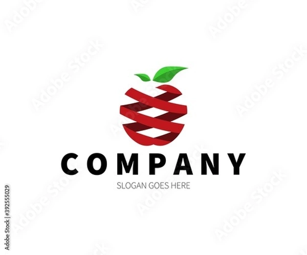 Obraz Apple Slice Logo Concept. Vector Design Illustration. Symbol and Icon Vector Template.