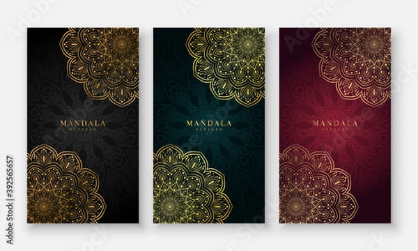 Obraz Luxury mandala background with floral ornament pattern. Hand drawn mandala design. Vector mandala template for decoration invitation, cards, wedding, logos, cover, brochure, flyer, banner.