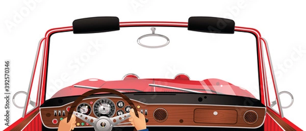 Fototapeta Driving a convertible auto