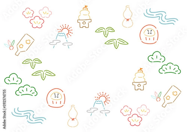 Fototapeta シンプル　お正月　フレーム