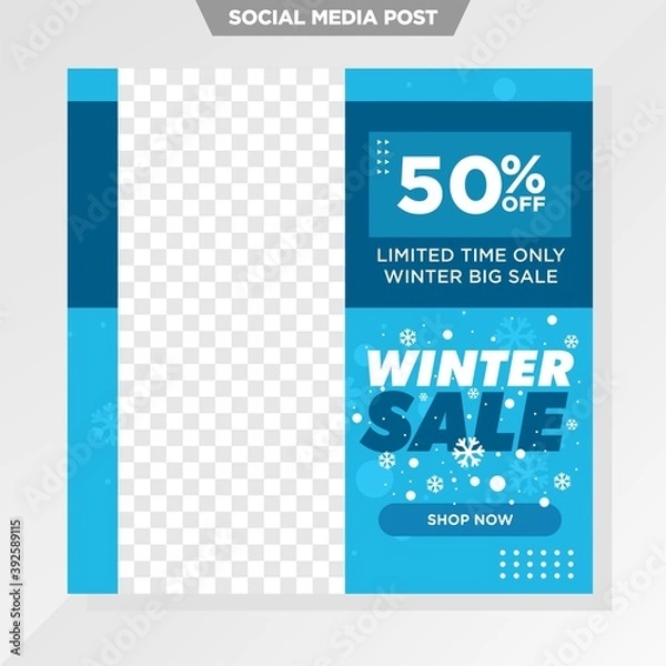 Fototapeta winter sale social media template for fashion business.