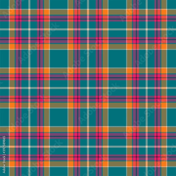 Fototapeta Plaid seamless pattern. Vector background of textile ornament. Flat fabric design.