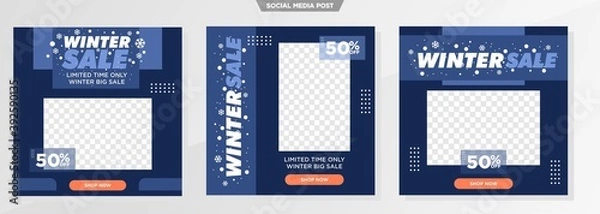 Fototapeta winter sale social media template for fashion business.