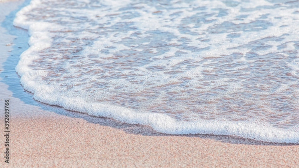 Fototapeta the waves of the sea on the sandy beach on a sunny day