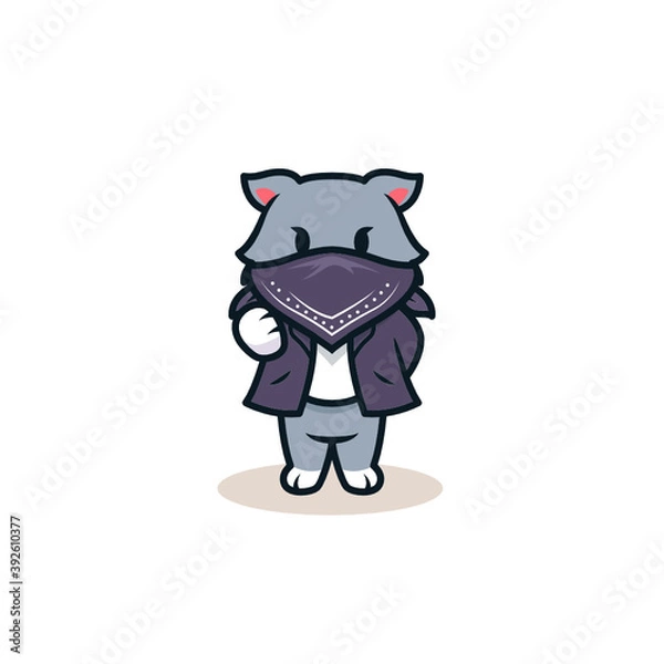 Obraz Little cat in gangster mob costume