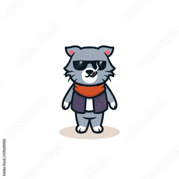 Fototapeta Little cat in gangster mob costume