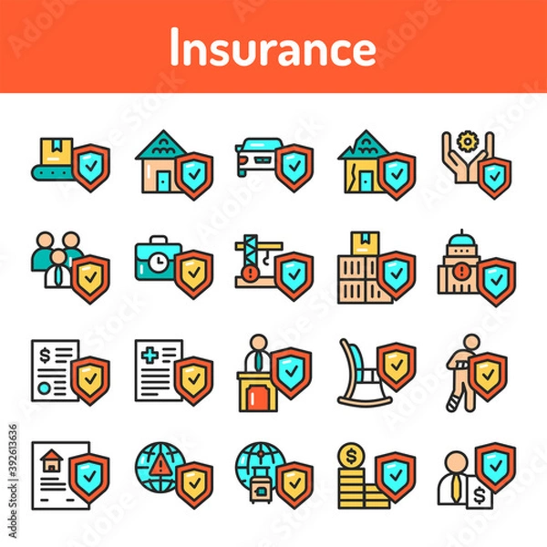 Obraz Funeral services color line icons set. Isolated vector element.