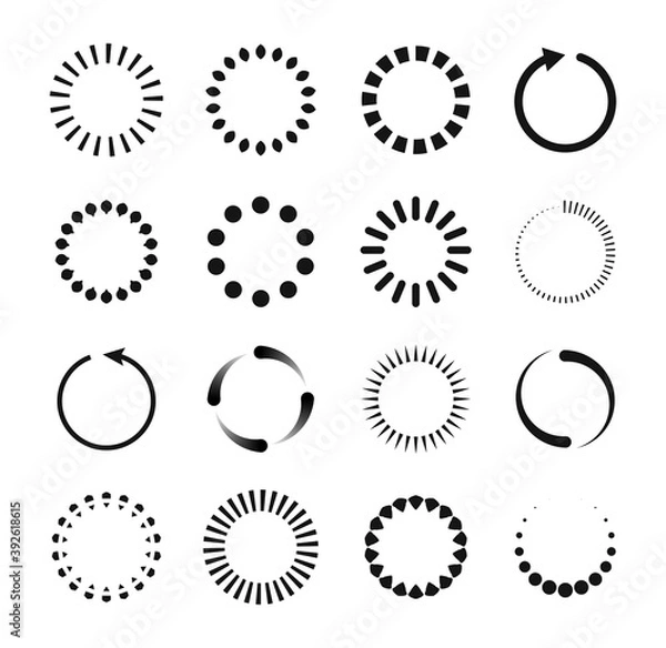 Fototapeta Loader icon vector circle button. Load sign symbol progress bar for upload download round process.