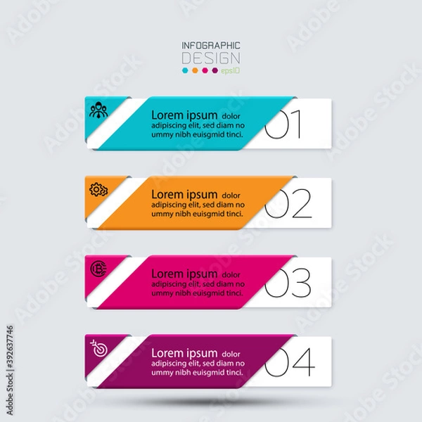 Obraz The new design of square labels by vecotor can present a showcase and communicate through marketing. infographic illustration.