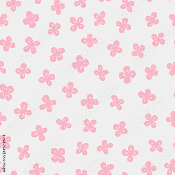 Fototapeta Seamless vector cute pattern with hand-drawn flowers