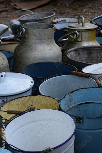 Fototapeta Metal buckets