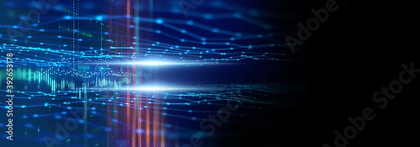 Fototapeta defocused image of  fiber optics lights abstract banner