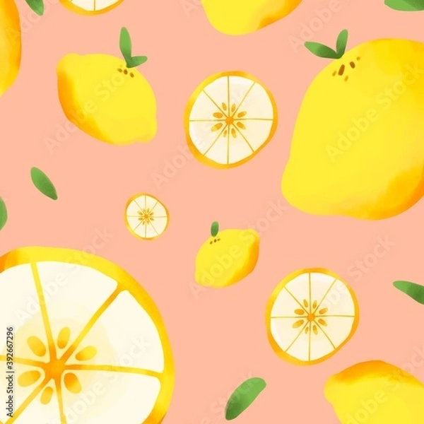 Fototapeta Lemon time (seamless pattern with fruits)