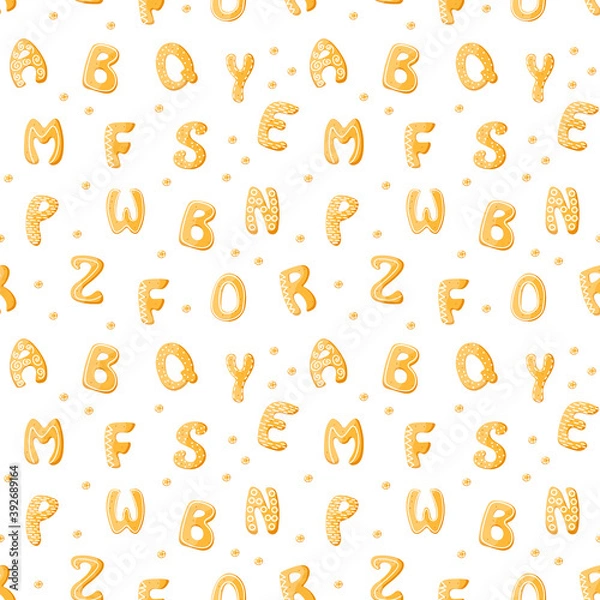 Fototapeta Seamless pattern with Christmas alphabet cookies