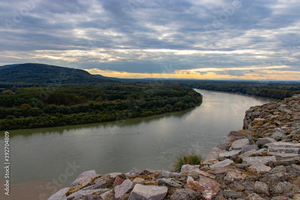 Obraz View of the Danube River from the ruins of the Devin Castle, Slovakia.