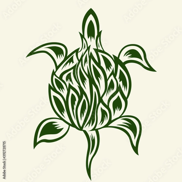 Fototapeta 
turtle leaf ornament pattern in green shade