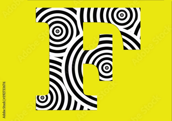 Fototapeta Circle zebra animal print black and white on F alphabet