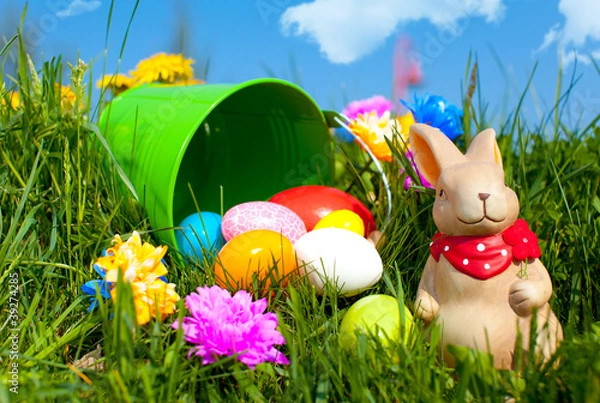 Fototapeta osterhase und eier