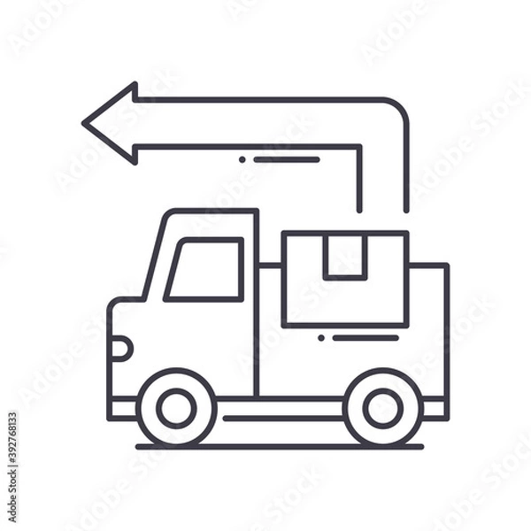 Fototapeta Shipping destination icon, linear isolated illustration, thin line vector, web design sign, outline concept symbol with editable stroke on white background.