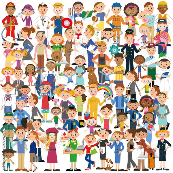 Fototapeta 人々集合　働く人　集団　イラスト