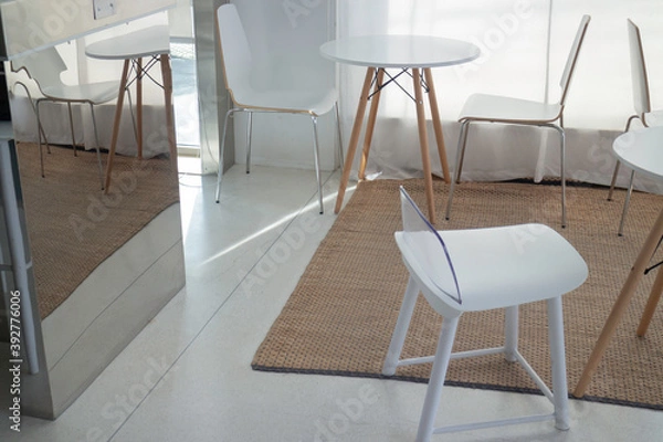 Fototapeta Table and seat in co-working space