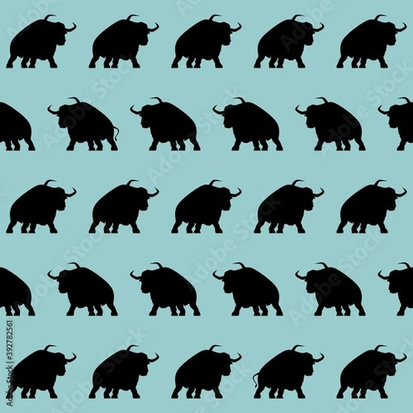 Fototapeta stylish bulls pattern - new year symbol 2021