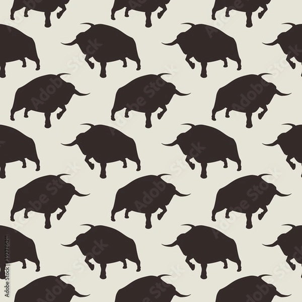 Fototapeta stylish bulls pattern - new year symbol 2021