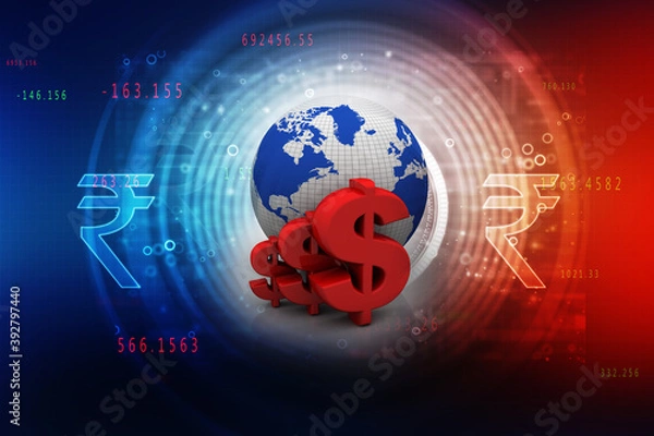 Fototapeta 3d rendering usd Dollar symbol 