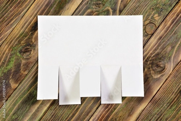 Fototapeta An empty blank for the text label of an informational message with clean tear-off sheets for contact on the Bulletin Board.