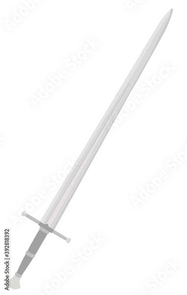 Fototapeta Simple steel grey king knight sword illustration vector clipart element isolated on a white background