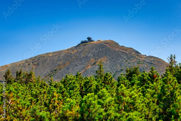 Fototapeta Beutiful landscape of the Karkonosze Mountains and Sniezka peak, Poland