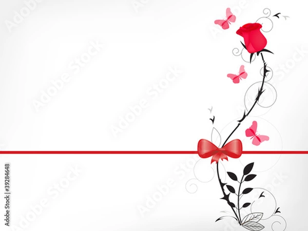 Obraz red rose with a bow