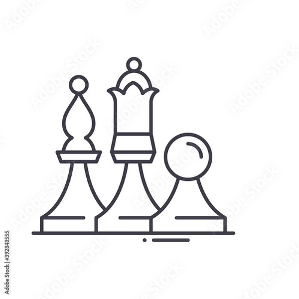 Fototapeta Chess icon, linear isolated illustration, thin line vector, web design sign, outline concept symbol with editable stroke on white background.