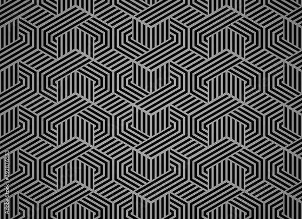 Fototapeta Abstract geometric pattern with stripes, lines. Seamless vector background. Black and gray ornament. Simple lattice graphic design