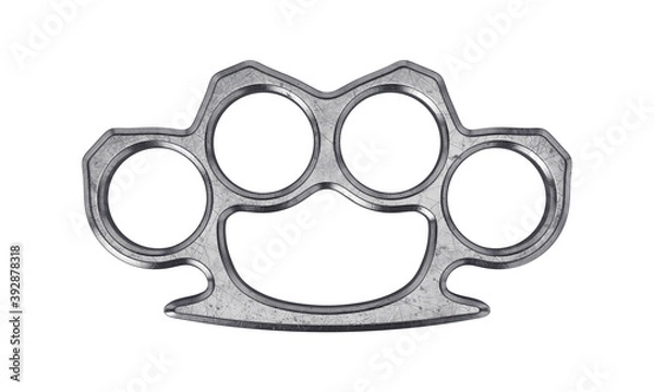 Fototapeta Brass knuckles metal isolated on a white background, 3D render