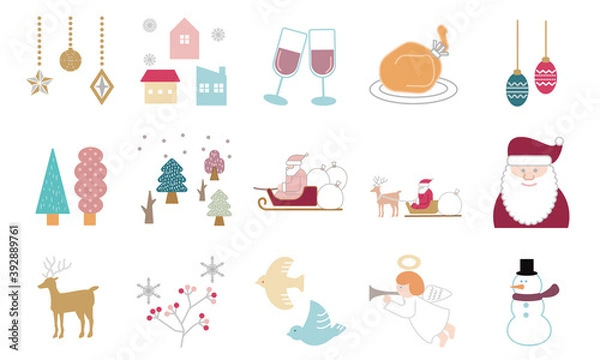 Fototapeta クリスマスアイコンセット