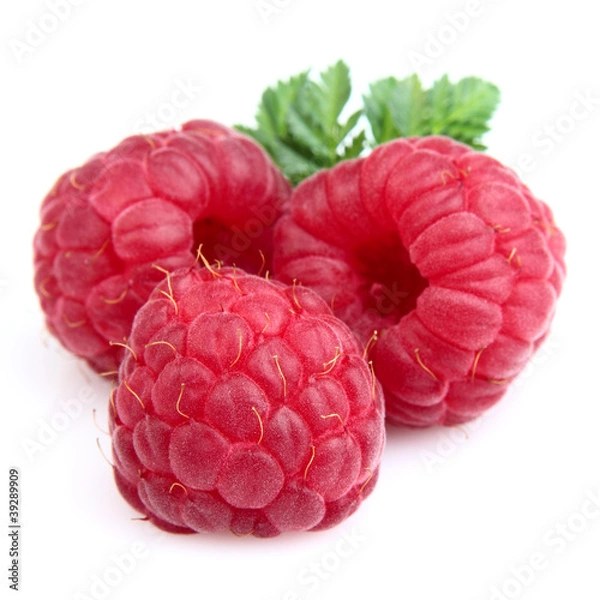 Obraz Fresh raspberry with leaves
