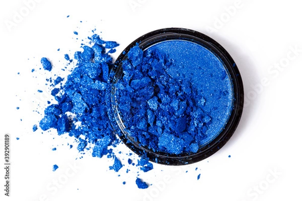 Fototapeta Blue eye shadow isolated on a white background. Top view.