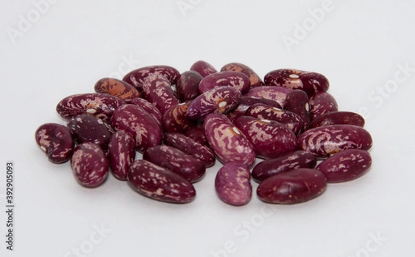 Fototapeta Fresh beans with red specks, common beans or pinto beans