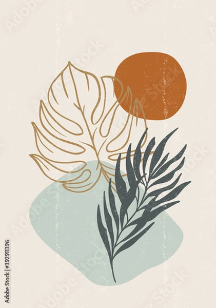 Fototapeta Druk botaniczny Boho minimalistyczna grafika ścienna do druku