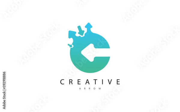 Fototapeta Arrows Letter C Logo. C Letter Design Vector with Arrows. Creative design vector on white background
