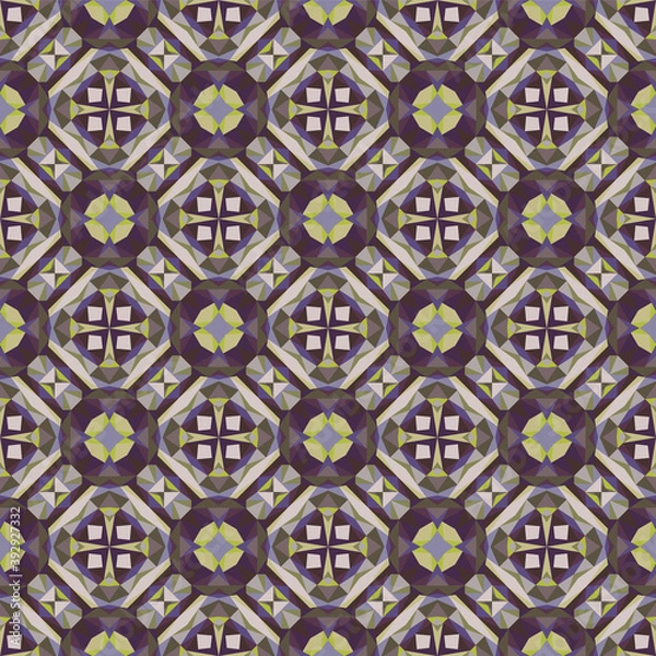 Fototapeta Geometric seamless pattern, ornament, abstract colorful background, fashion print, vector texture for textile, fabric, wallpaper, wrapping paper, decoration.