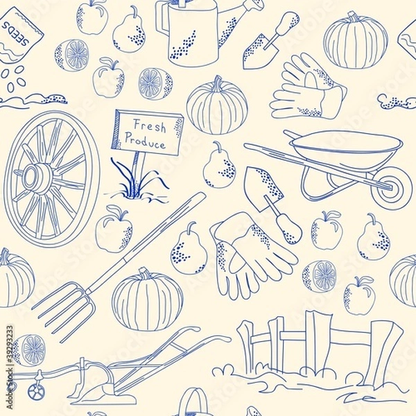 Obraz Hand Drawn Seamless Icon Set