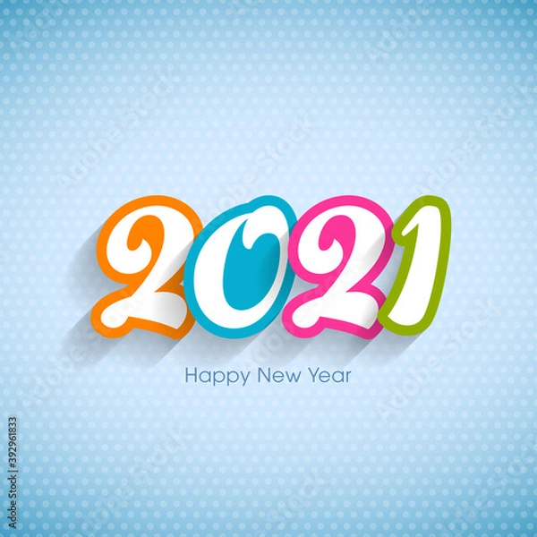 Fototapeta Happy new year 2021 Text Design vector.