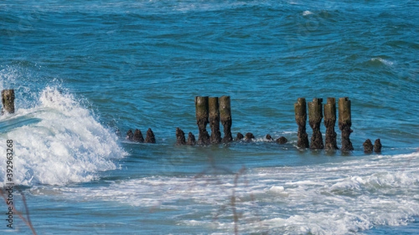 Obraz groyne on the beach of the baltic sea to break waves