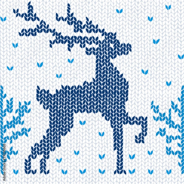 Fototapeta Knitted seamless background with a deer