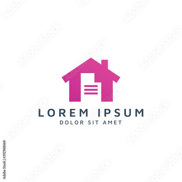 Fototapeta building and document negative space logo design